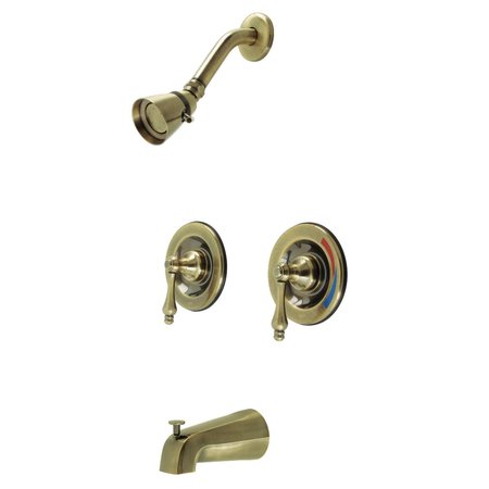 KINGSTON BRASS KB663AL Pressure Balanced Two-Handle Tub and Shower Faucet, Antique Brass KB663AL